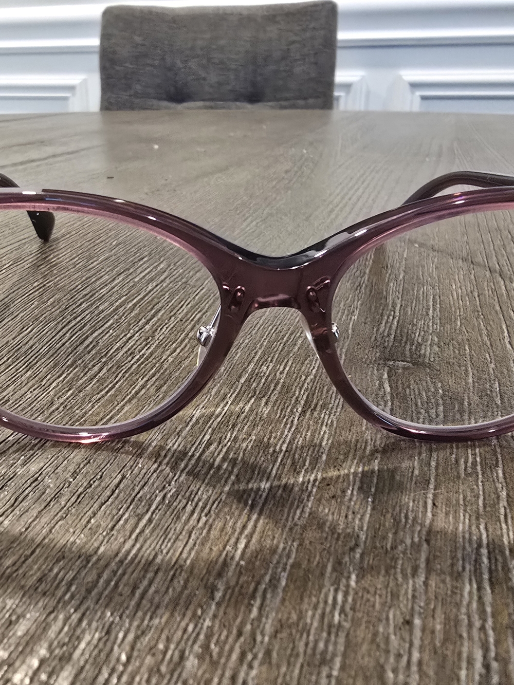 Women's Transparent Mauve Cat-Eye Glasse Frame 53-16-40 Low Bridge. - Picture 8 of 8